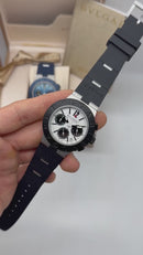 Bvlgari Aluminium Crono 41mm - Aço - Mostrador Branco