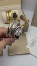 Bvlgari Serpenti Tubogas 02 Volta 35mm Aço/Rose Mostrador Prata - Cravejado