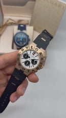 Bvlgari Aluminium Crono 41mm - Aço/Rose - Mostrador Branco