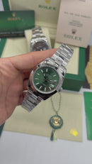 Rolex DateJust 41/36mm Aço, Mostrador Verde, Pulseira Oyster