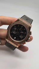 Hublot Classic Chrono Rosè 45mm Mostrador Preto Puls. Borracha/CouroP