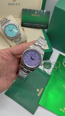 Rolex Oyster Perpetual 36mm/41mm Aço Mostrador Roxo Luneta Baulada