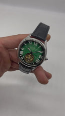Cartier Drive 41mm Turbilhão Aço - Mostrador Verde - Pulseira Couro