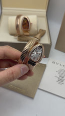 Bvlgari Serpenti Tubogas 01 Volta 35mm Aço/Rose Mostrador Cinza - Cravejado