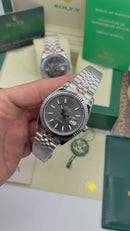 Rolex DateJust 36mm Aço/Rose, Mostrador Cinza, Pulseira Jubilee
