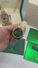Rolex Day-Date Presidente 40mm Dourado Mostrador Verde