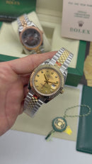Rolex Date-Just 41mm/36mm/31mm Aço/Dourado, Mostrador Dourado, Luneta Canelada