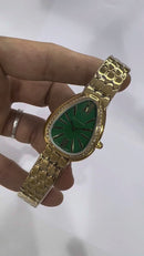 Bvlgari SERPENTI SEDUTTORI 33mm Dourado - Mostrador Verde - Bezel Crav.