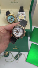 Rolex Daytona 40mm Dourado Mostrador Branco Luneta Preta