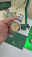 Rolex Oyster Perpetual Oystersteel 41mm, Mostrador Amarelo - CLONE
