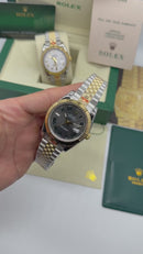 Rolex DateJust 41mm Wimbledon Aço/Dourado Mostrador Cinza Luneta Canelada