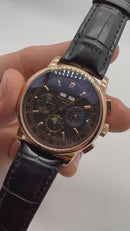 Patek Phillippe Fases da Lua 42mm Aço Pulseira Couro