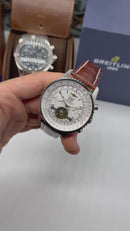 Breitling Navitimer 42mm Aço Pulseira Couro