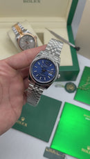 Rolex DateJust 41/36mm Aço, Mostrador Azul, Pulseira Oyster