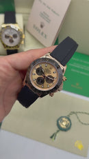 Rolex Daytona 40mm Dourado Mostrador Dourado Luneta Preta