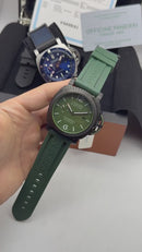 Panerai Luminor Marina 44mm Aço/OxBlack Mostrador Verde Pulseira Borracha
