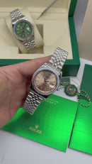 Rolex Date-Just 36mm Aço, Mostrador Rose, Luneta Canelada