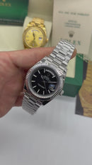 Rolex Day-Date Presidente 40mm Aço 904L- Mostrador Preto - CLONE