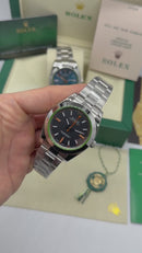 Rolex Milgauss 40mm Aço Mostrador Preto Luneta Lisa Pulseira Oyster