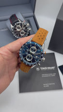 TAG Heuer Carrera Aço Calibre S, Chronograph Eletrônico, 44 mm, Puls. Couro
