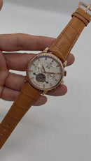 Patek Phillippe Turbilhão 42mm Aço/Rose, Pulseira Couro - Diamond