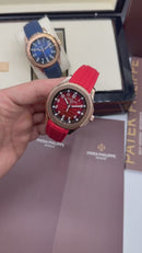 Patek Philippe Aquanaut 41mm Aço/Rose Mostrador Vermelho