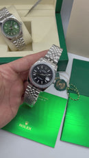 Rolex Datejust 41/36mm Aço Mostrador Verde, Luneta Canelada