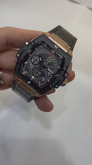 Hublot Spirit Of Big Bang 42mm, Aço/Rose Mostrador Cinza Esqueleto