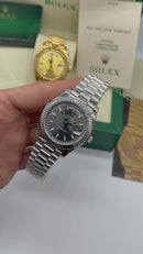 Rolex Day-Date Presidente 40mm Aço 904L- Mostrador Cinza - CLONE