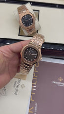 Patek Philippe Nautilus 39mm, Aço/Rose, Mostrador Marrom