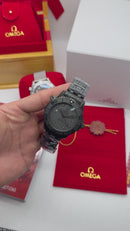 Omega Seamaster Co-Axial 40mm Mostrador Preto Aço/OxBlack