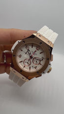 Hublot Big Bang 44mm Aço/Rose Mostrador Branco
