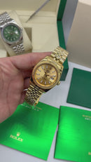Rolex Date-Just 41mm/36mm Aço/Dourado, Mostrador Dourado, Luneta Canelada
