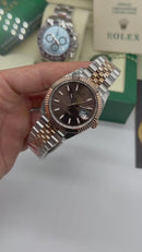 Rolex Datejust 41mm - Aço/Rose -  Mostrador Chocolate - Pulseira Jubilee - CLONE
