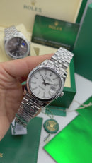 Rolex Datejust Aço 41mm, Mostrador Branco, Pulseira Jubilee - CLONE