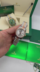 Rolex Datejust 31mm/36mm Aço/Rosé, Mostrador Prata Luneta Canelada