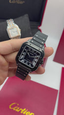 Cartier Santos Aço 40mm - Pulseira Borracha - CLONE