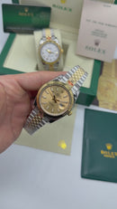 Rolex Date-Just 41mm/36mm Aço/Dourado, Mostrador Dourado, Luneta Canelada