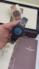 Patek Philippe Nautilus 39mm Aço/OxBlack, Mostrador Azul