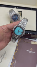 Patek Philippe Nautilus 39mm, Mostrador Tiffany, Pulseira Aço