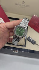 Patek Philippe Nautilus 41mm, Mostrador Verde, Pulseira Aço - CLONE