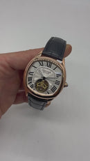 Cartier Drive 41mm Turbilhão Aço/Rose - Mostrador Branco - Pulseira Couro