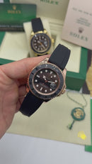 Rolex Yacth-Master 40mm Aço/Rose, Mostrador Preto, OysterFlex