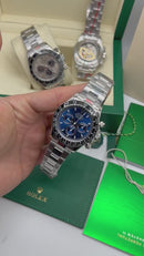 Rolex Daytona 40mm Aço Mostrador Azul, Luneta Preto
