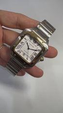 Cartier Santos 40mm - Aço/Dourado Mostrador Branco - Pulseira Aço