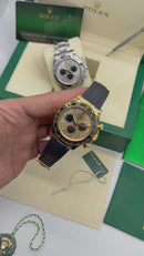 Rolex Daytona Black/Gold 40mm - Mostrador Dourado - Pulseira OysterFlex - CLONE