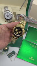 Rolex Daytona 40mm Aço Dourado, Mostrador Preto