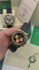 Rolex Daytona 40mm Dourado Mostrador Dourado Luneta Preta