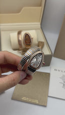 Bvlgari Serpenti Tubogas 01 Volta 35mm Aço/Rose Mostrador Cinza - Cravejado