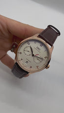 IWC Portugieser Automático Aço/Rose 42mm Pulseira de Couro